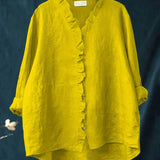 Sanela | Camicia Casual in Cotone e Lino con Volant Elegante
