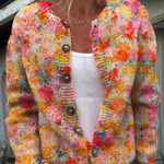 Cardigan con Motivo Floreale Colorato - Elena di Amora Moda