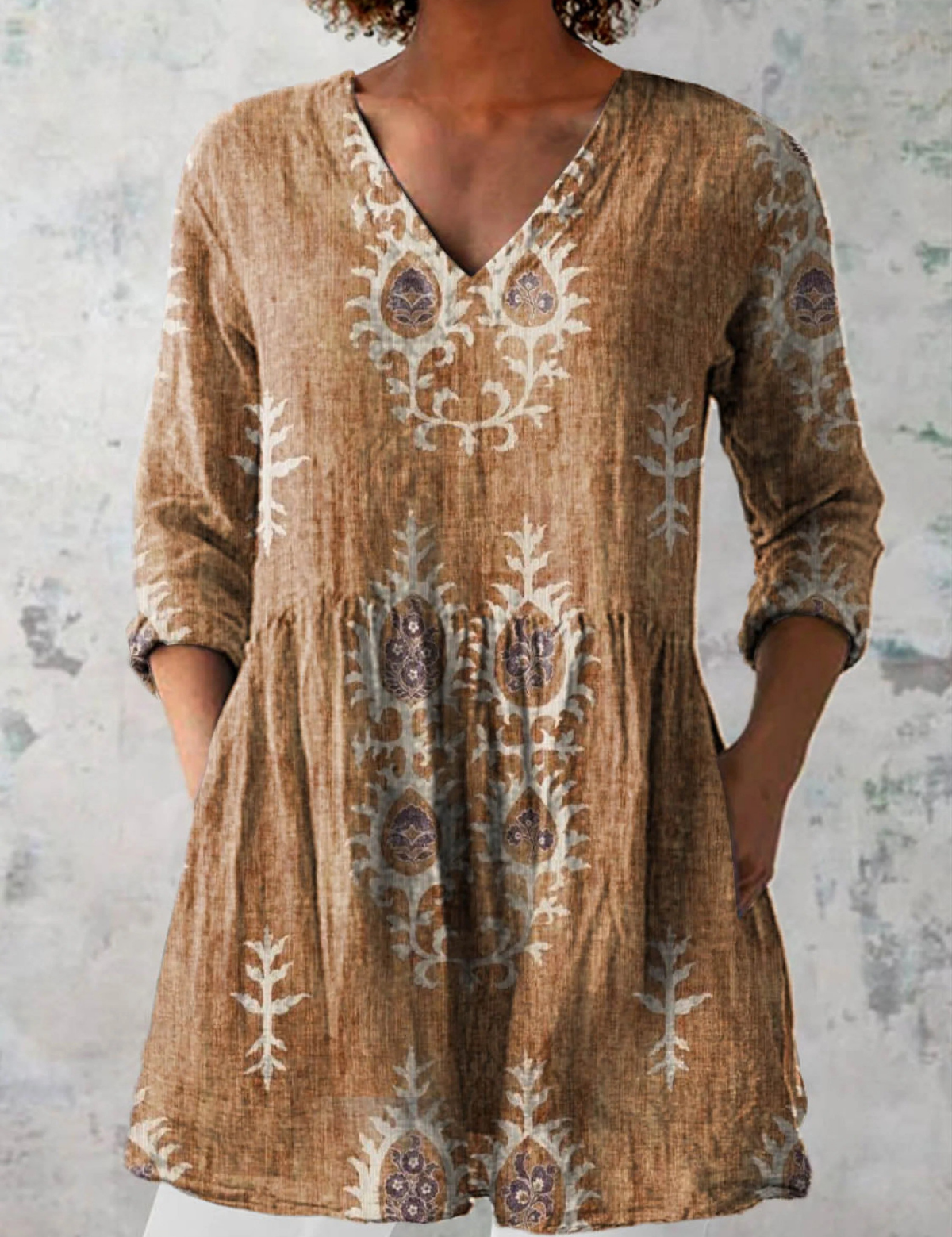 Blusa Lunga Stampata in giallo - Orsola di Amora Moda, foto 5