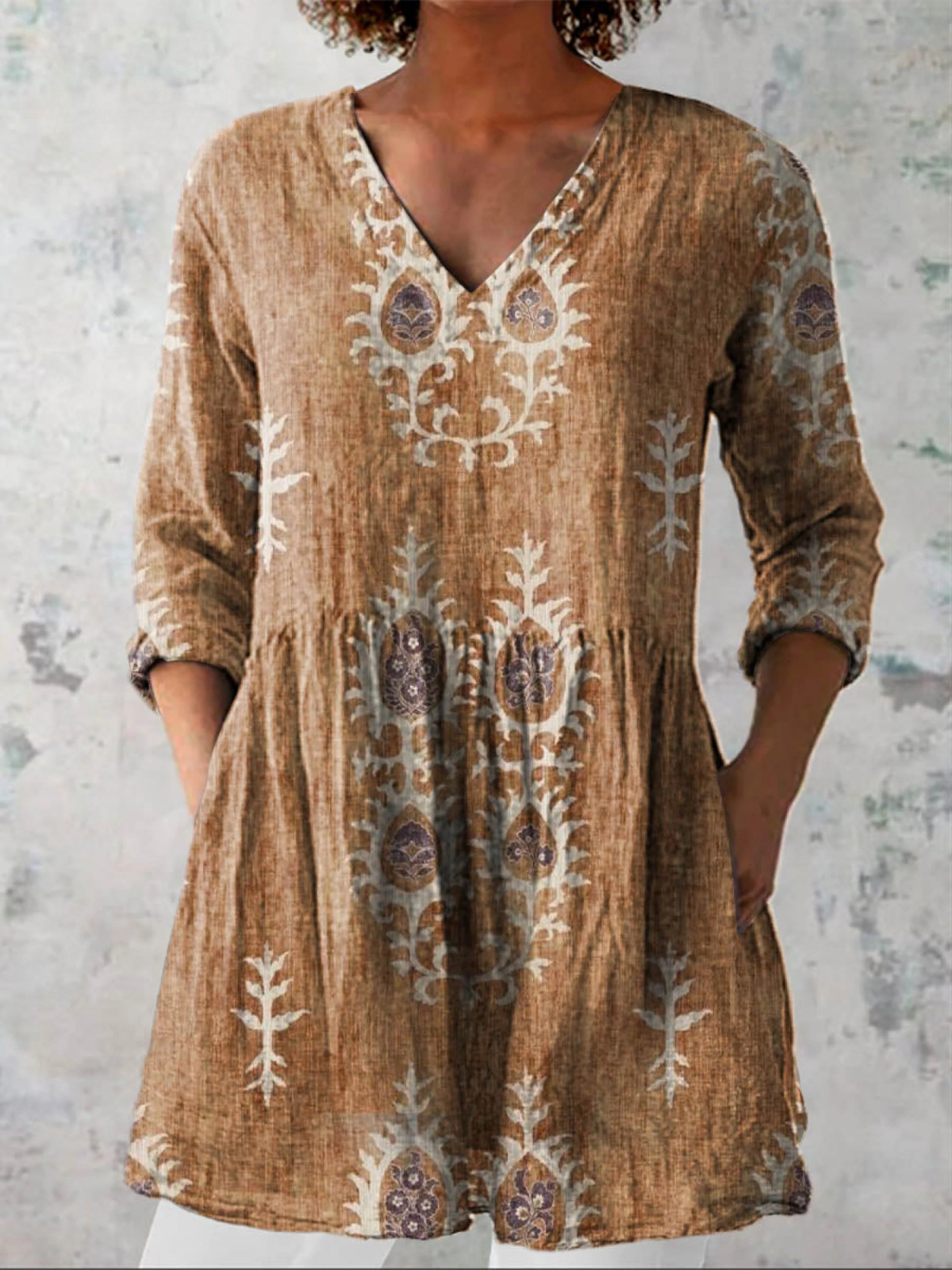 Blusa Lunga Stampata in giallo - Orsola di Amora Moda, foto 5