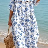 Sofia | Abito Midi Fiori Blu