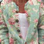 Cardigan Verde Salvia con Motivo Floreale - Bianca di Amora Moda