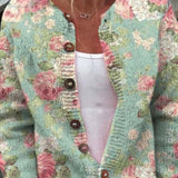 Cardigan Verde Salvia con Motivo Floreale - Bianca di Amora Moda