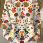 Maglione con Motivo Bosco Autunnale in grigio autunnale - Miriam di Amora Moda
