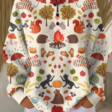 Maglione con Motivo Bosco Autunnale in grigio autunnale - Miriam di Amora Moda