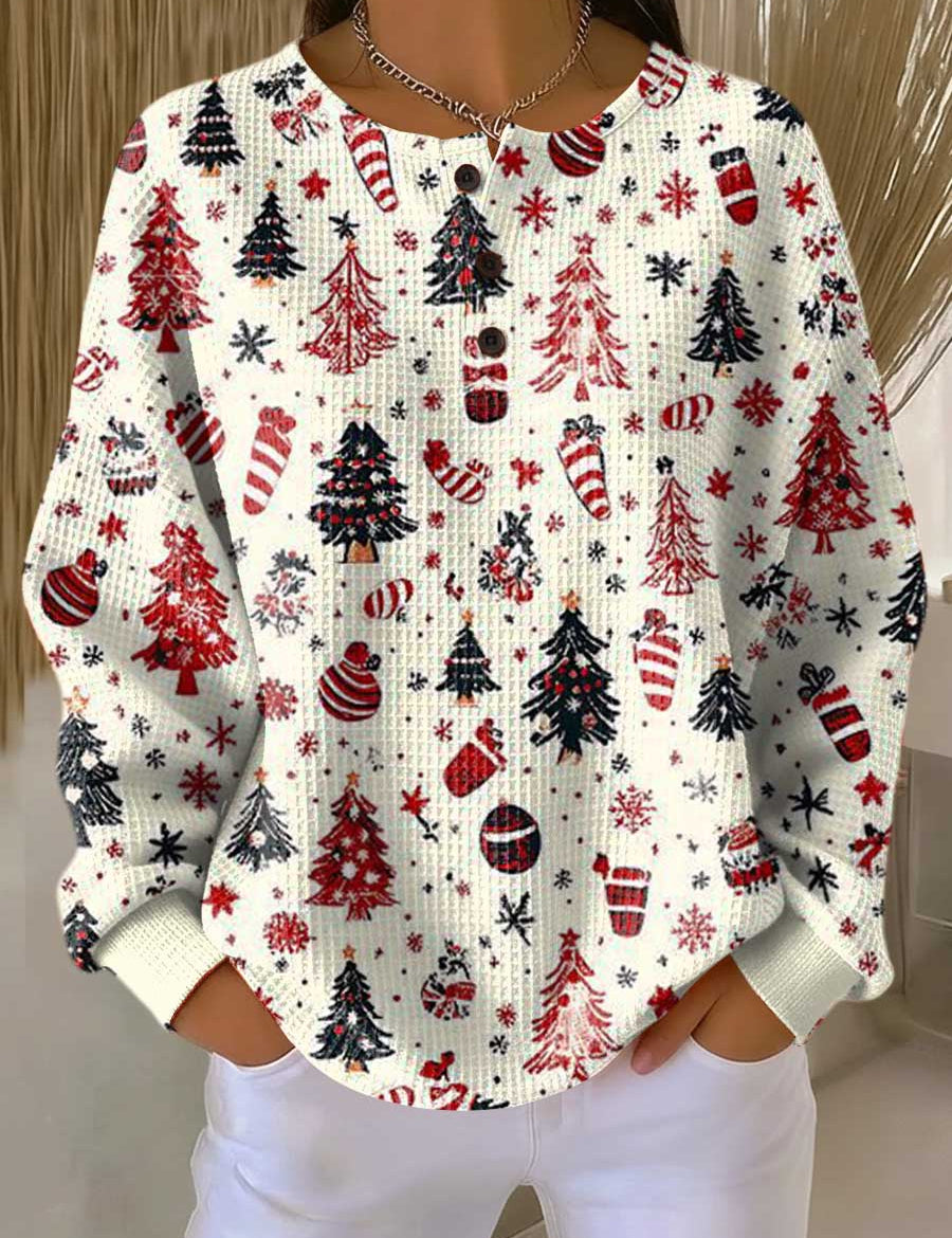 Maglione di Natale Bianco con Abeti e Palline - Debora di Amora Moda