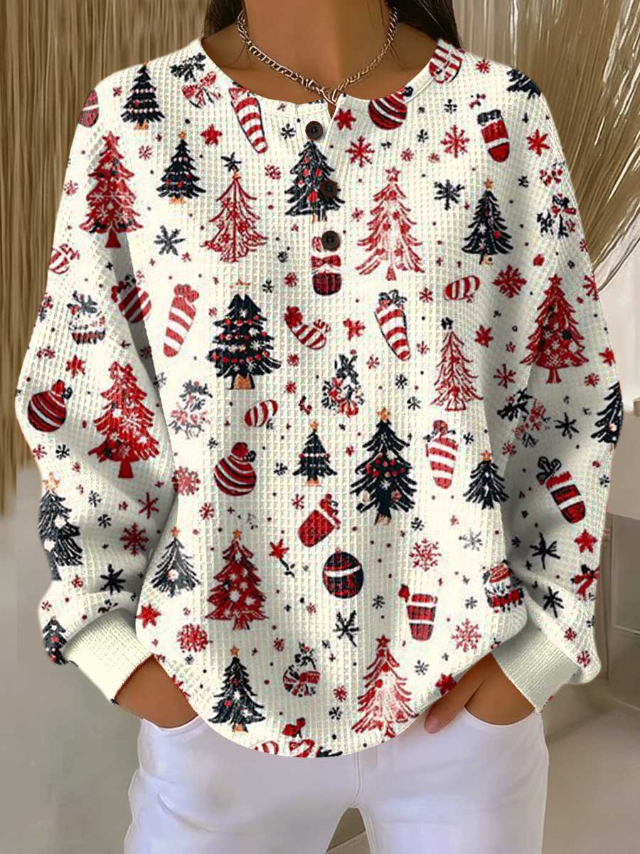 Maglione di Natale Bianco con Abeti e Palline - Debora di Amora Moda