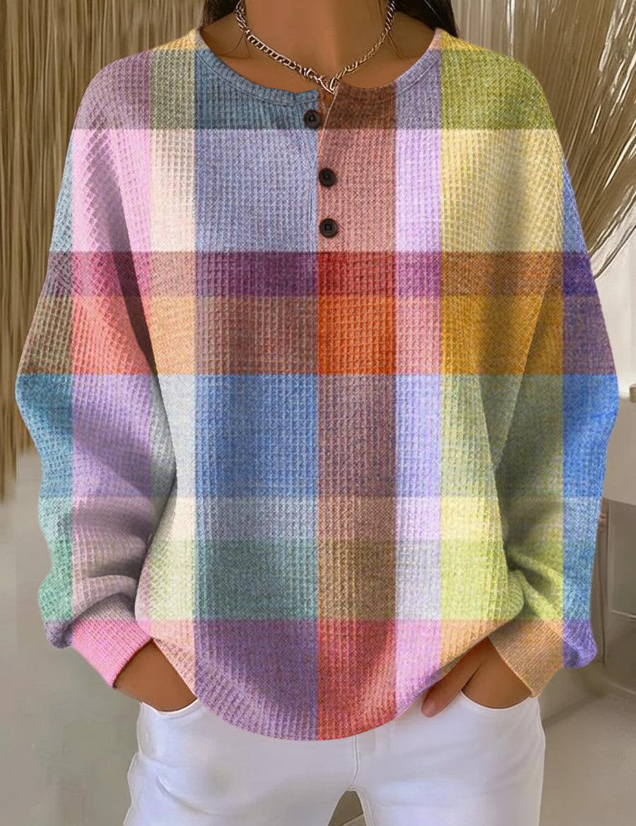 Pullover con Motivo a Quadri in Pastello - Gemma di Amora Moda