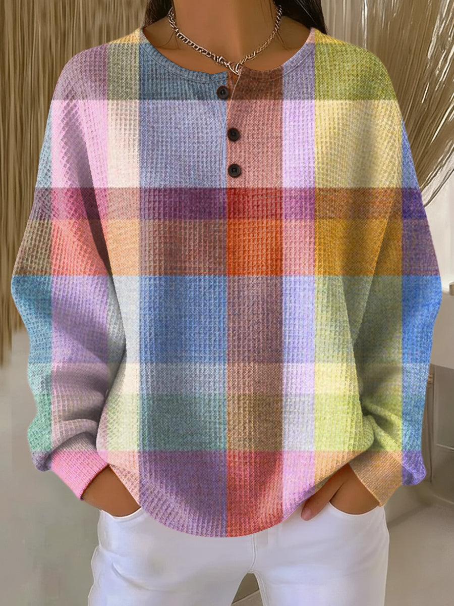Pullover con Motivo a Quadri in Pastello - Gemma di Amora Moda