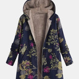 Cappotto Blu Marino con Motivo Floreale - Aurora di Amora Moda, foto 2