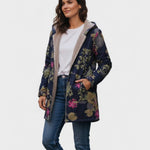 Cappotto Blu Marino con Motivo Floreale - Aurora di Amora Moda