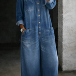 Tuta con Spalle Scoperte e Maniche Lunghe in blu - Elena di Amora Moda