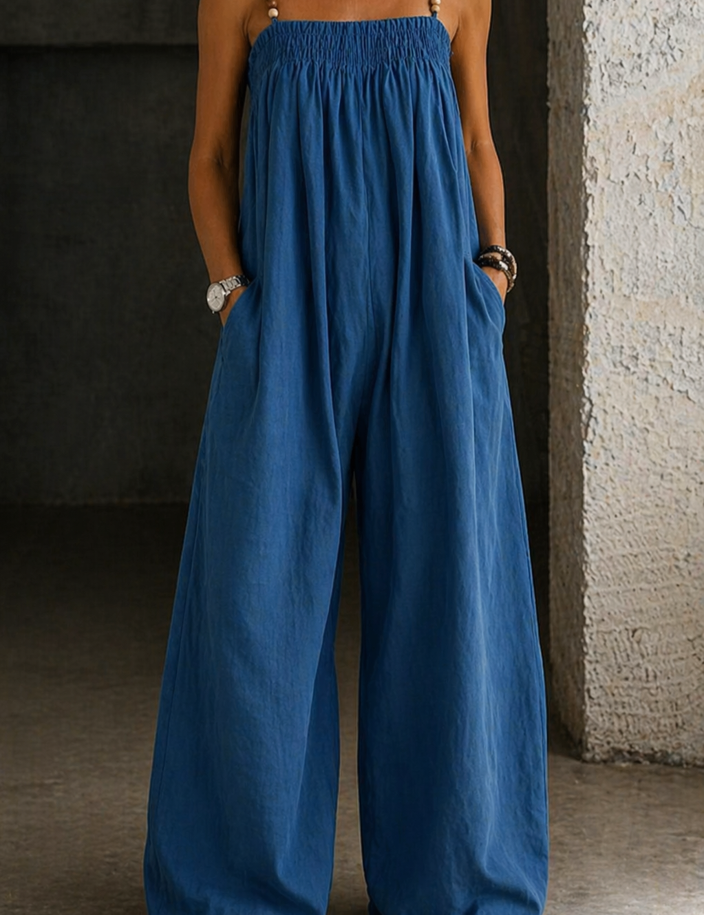 Tuta in Denim a Gamba Larga - Monica di Amora Moda