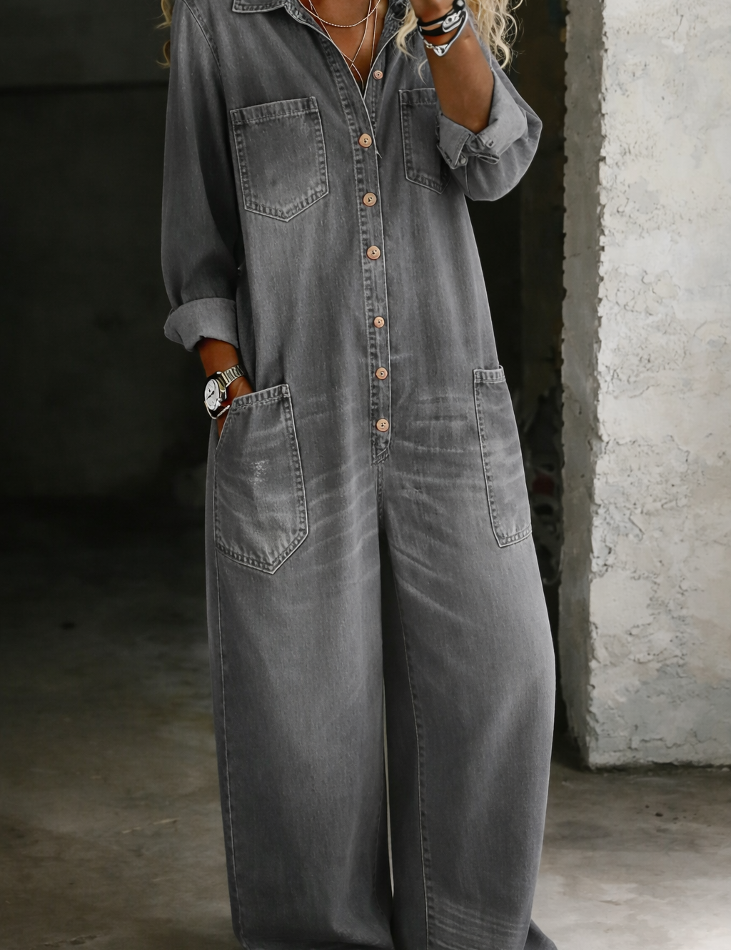 Salopette Casual in grigio - Lorenza di Amora Moda, foto 5
