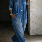 Salopette in Denim con Spalle Scoperte - Silvana di Amora Moda, foto 3