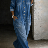 Salopette in Denim con Spalle Scoperte - Silvana di Amora Moda, foto 3