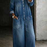 Salopette in Denim con Spalle Scoperte - Silvana di Amora Moda, foto 4