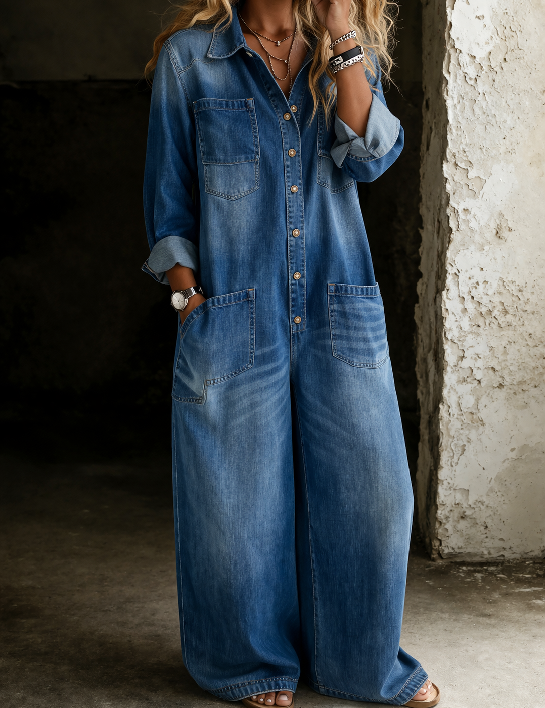 Salopette Casual in blu - Lorenza di Amora Moda