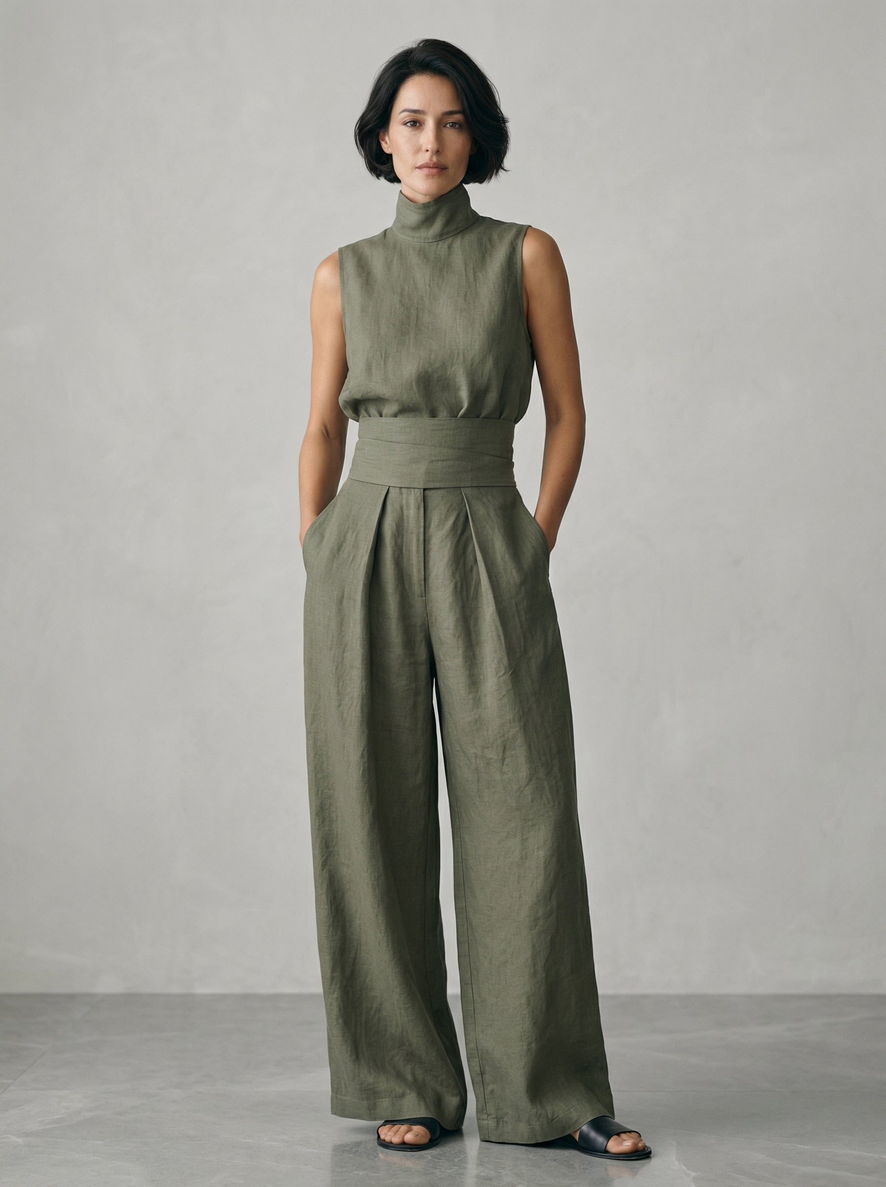 Completo con Canotta senza Maniche in verde militare - Noemi di Amora Moda, foto 2