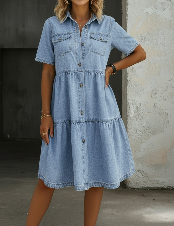 Abito in Denim Casual Elegante - Sofia di Amora Moda