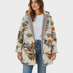 Cappotto Boho-Sherpa con Cappuccio e Motivo Floreale - Elena di Amora Moda