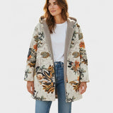 Cappotto Boho-Sherpa con Cappuccio e Motivo Floreale - Elena di Amora Moda