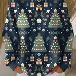 Maglione di Natale Blu Scuro con Abeti - Ida di Amora Moda