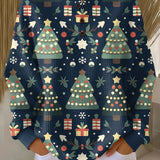 Maglione di Natale Blu Scuro con Abeti - Ida di Amora Moda