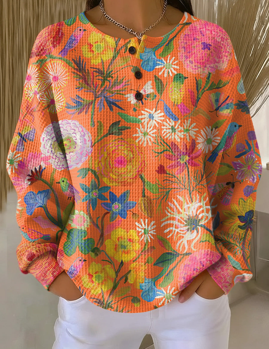 Maglione Arancione con Fiori - Vanna di Amora Moda
