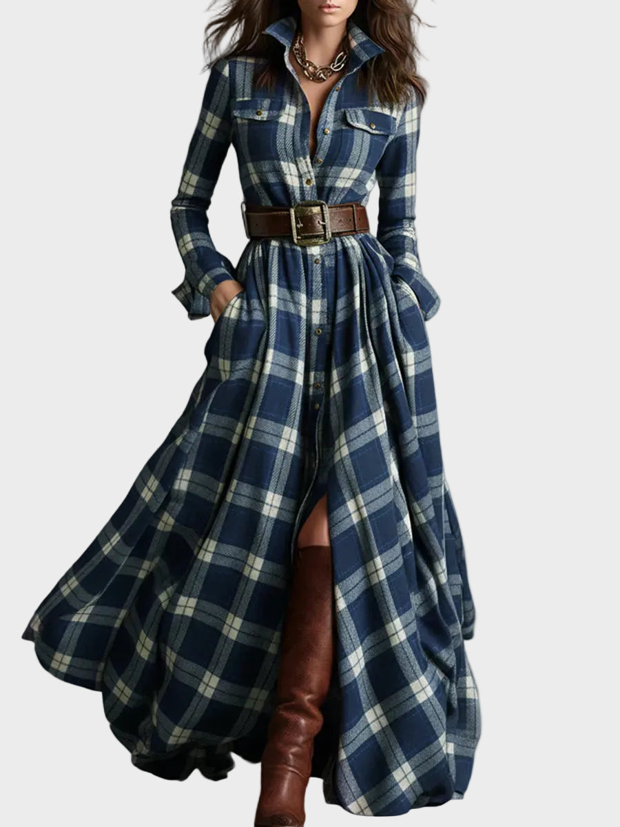 Abito Chemisier Elegante e Classico in blu - Evelina di Amora Moda, foto 4