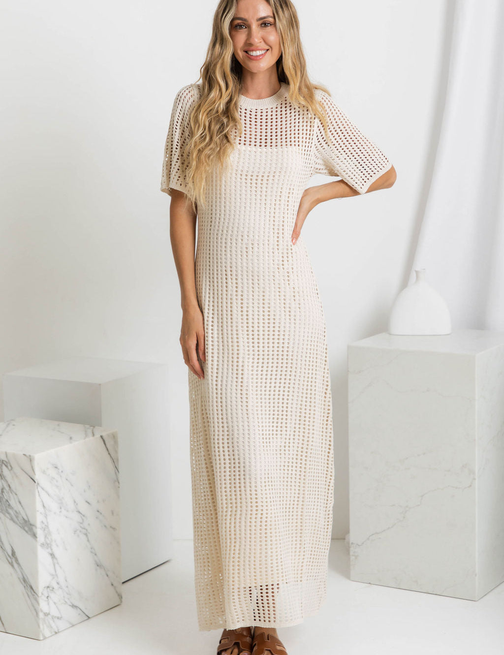 Maxi Abito Naturale in bianco - Benedetta di Amora Moda, foto 6