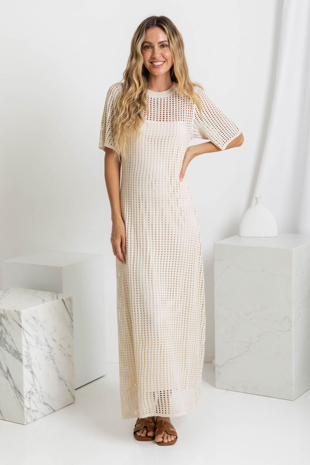 Maxi Abito Naturale in bianco - Benedetta di Amora Moda, foto 6