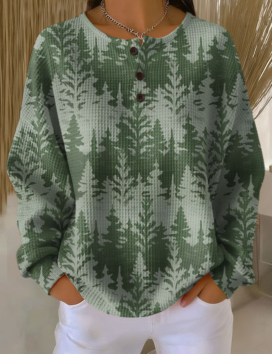 Pullover Verde con Foresta di Abeti - Alma di Amora Moda