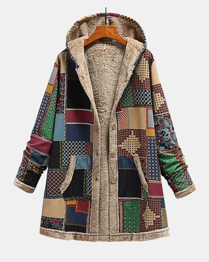 Comoda Felpa Patchwork con Cappuccio in Toni Terrosi - Autunno di Amora Moda