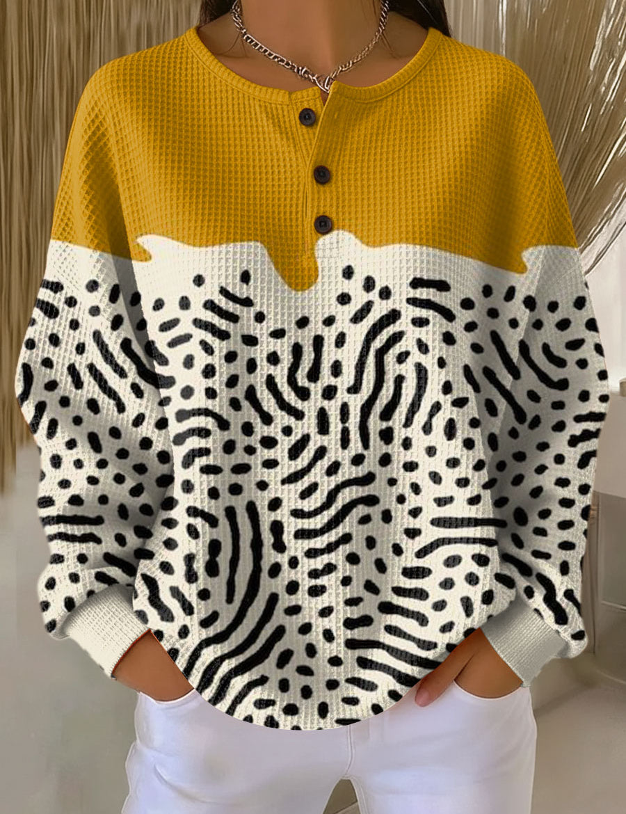 Pullover in Senape con Motivo a Pois - Sandra di Amora Moda