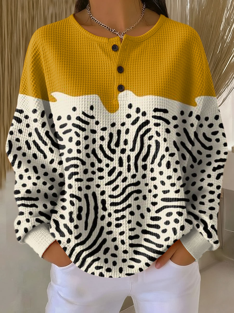 Pullover in Senape con Motivo a Pois - Sandra di Amora Moda