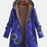 Felpa con Cappuccio in Pile Blu Marino con Motivo Mandala - Luna di Amora Moda