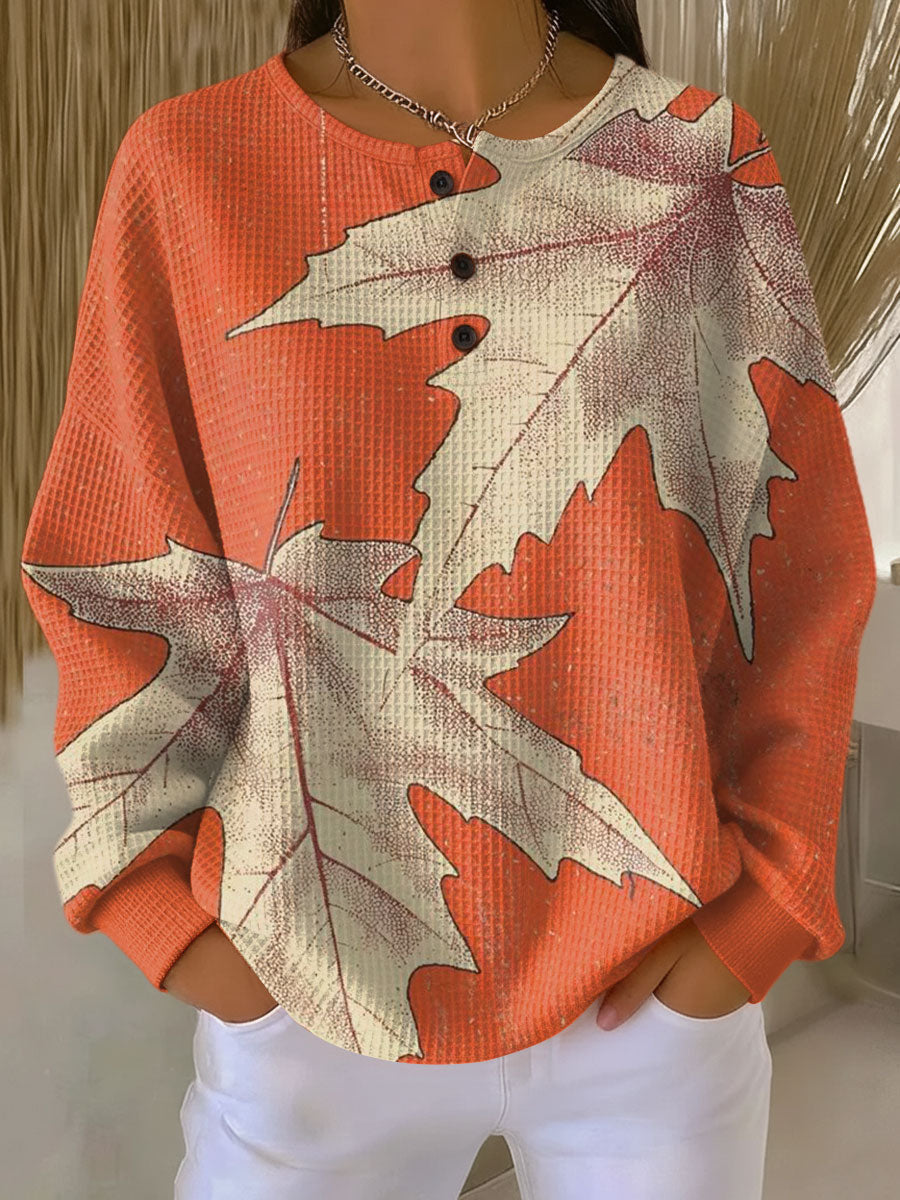 Pullover Arancione con Foglie d'Autunno - Mariangela di Amora Moda