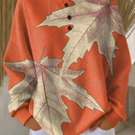 Pullover Arancione con Foglie d'Autunno - Mariangela di Amora Moda