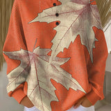 Pullover Arancione con Foglie d'Autunno - Mariangela di Amora Moda