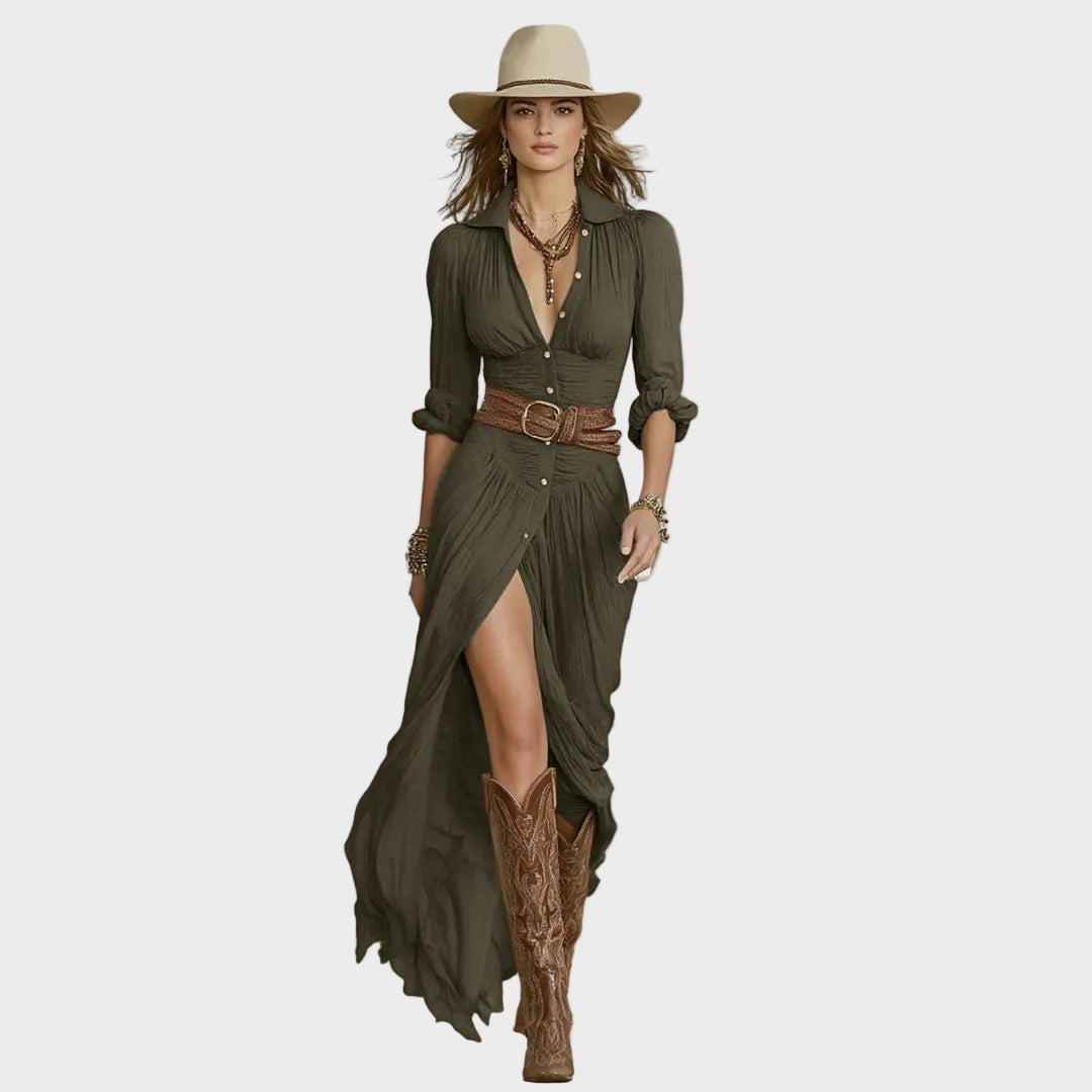 Abito Maxi Elegante in verde - Ida di Amora Moda, foto 3
