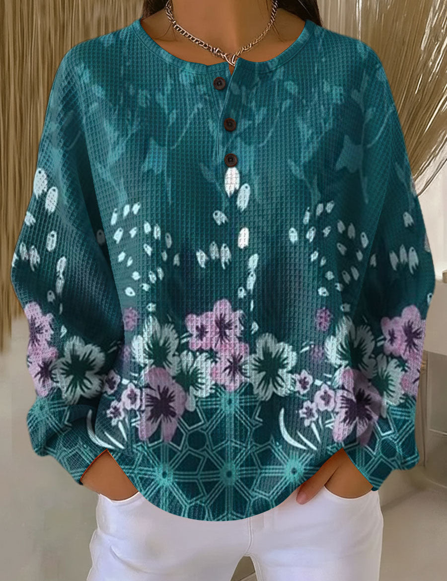 Maglione Turchese con Fiori - Adele di Amora Moda