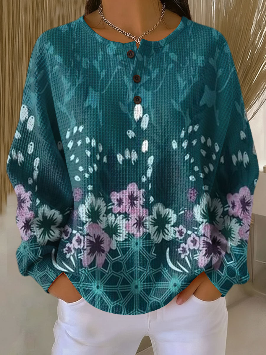 Maglione Turchese con Fiori - Adele di Amora Moda