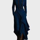 Abito Maxi Asimmetrico in Maglia con Collo Alto - Teresa di Amora Moda, foto 4