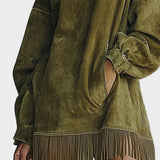 Abito in Scamosciato con Collo Alto e Frange - Fiamma di Amora Moda, foto 5