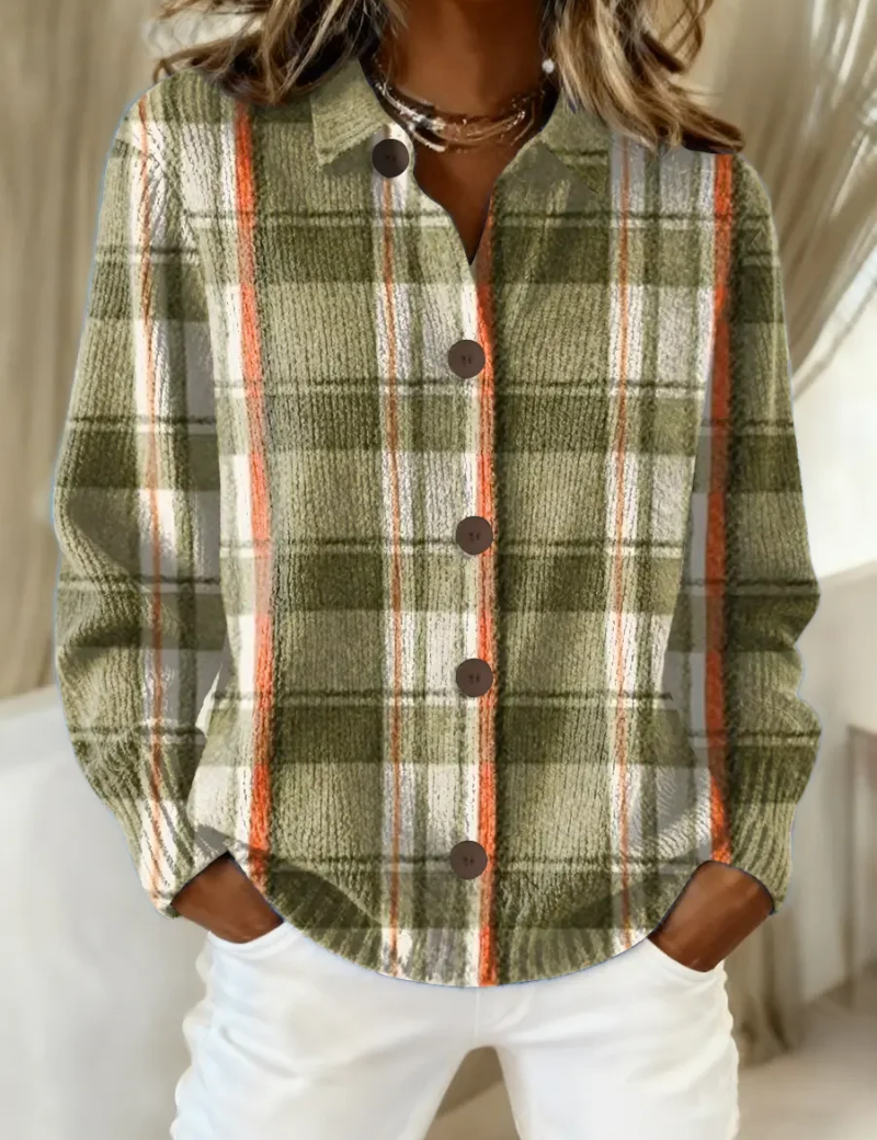 Cardigan a Quadri Verde Oliva con Bottoni - Vittoria di Amora Moda