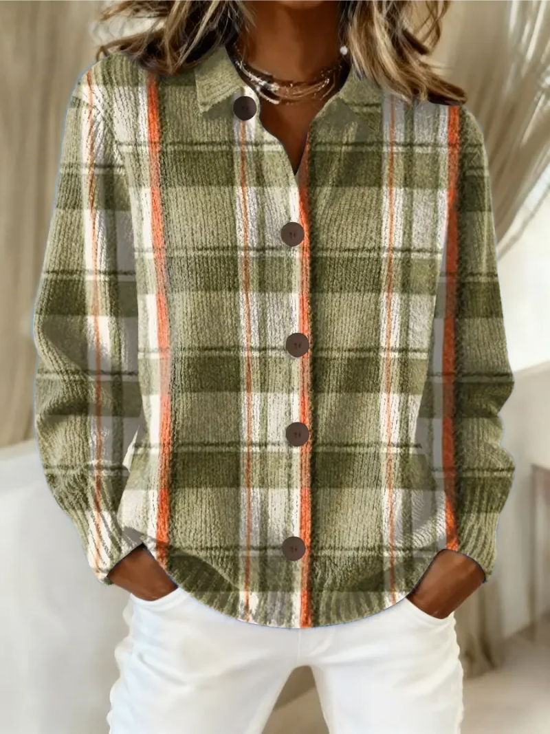 Cardigan a Quadri Verde Oliva con Bottoni - Vittoria di Amora Moda