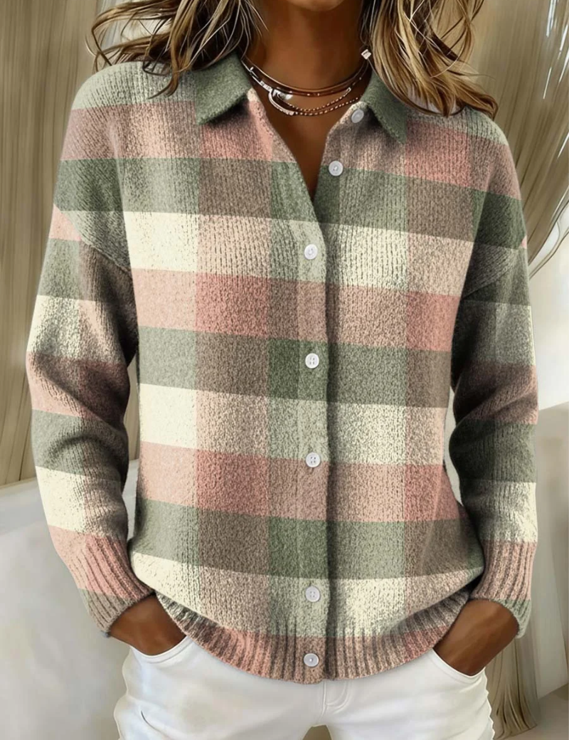 Cardigan a Quadri Pastello in multicolore - Stefania di Amora Moda