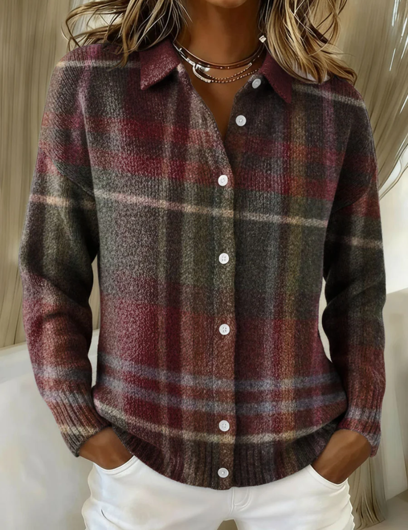 Cardigan a Quadri Classico in multicolore - Letizia di Amora Moda