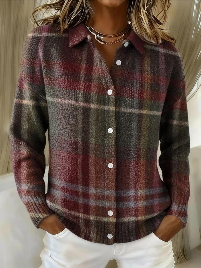 Cardigan a Quadri Classico in multicolore - Letizia di Amora Moda